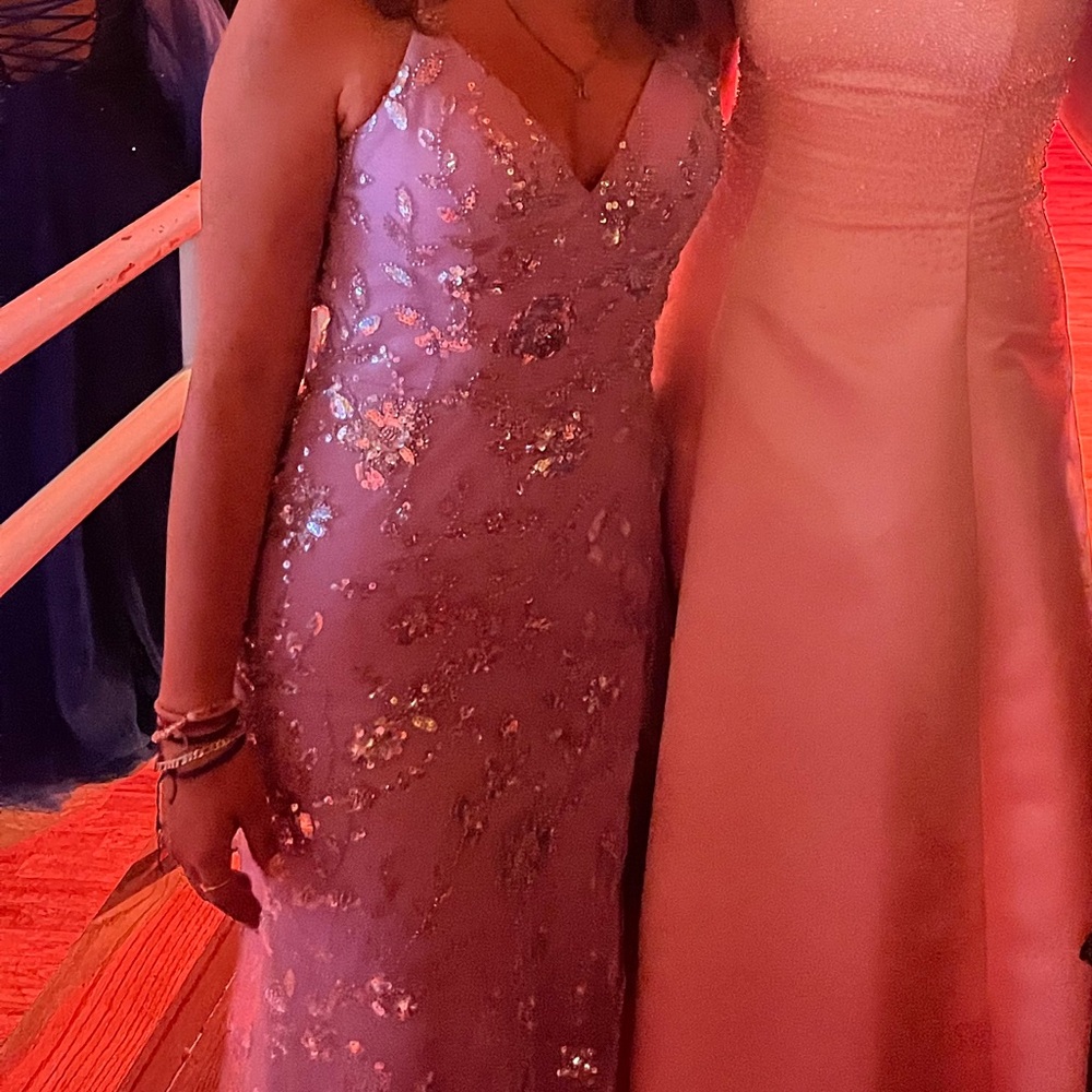 Pink Sequin Embellished Sleeveless Gown